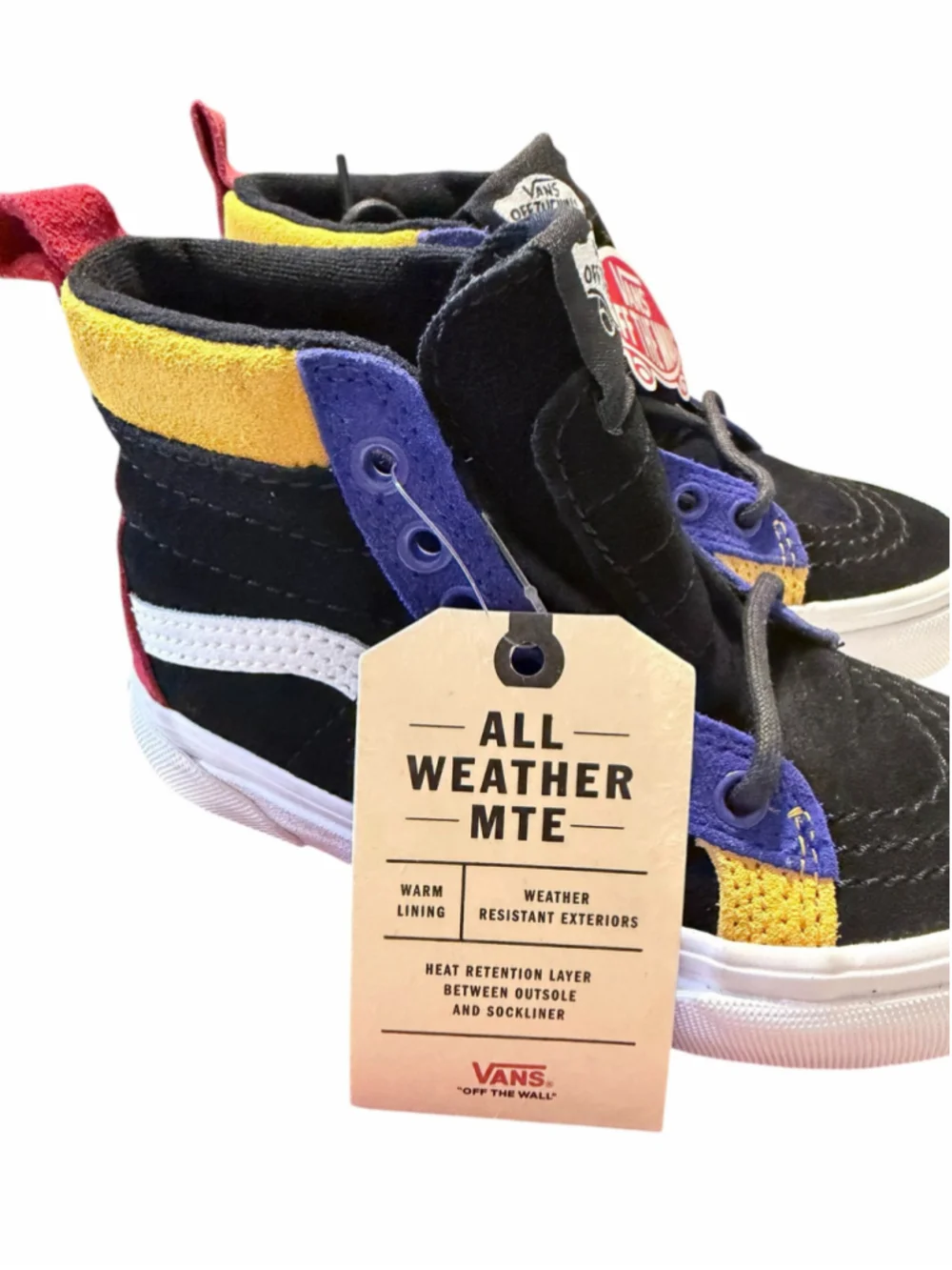 Kids Vans Sk8-Ho Mte High Top Sneakers Black Blue Yellow Red